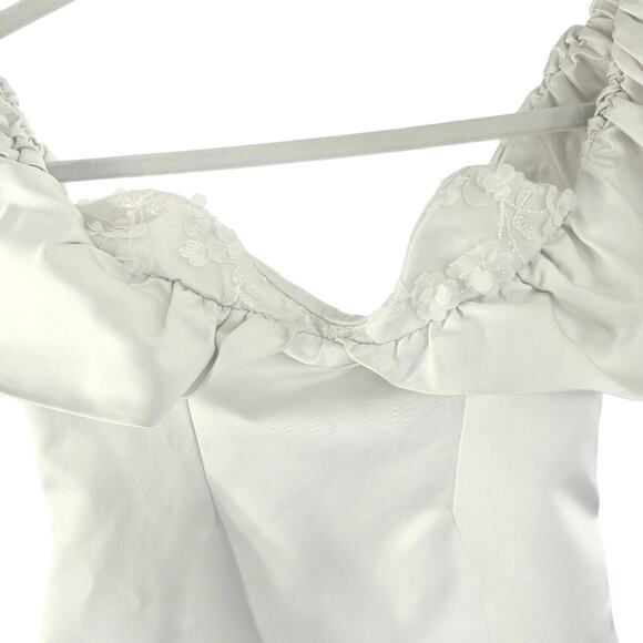 Rime Arodaky Cara Dress Ivory Off the Shoulder Mini Size 36‎ / US 4 Bridal - Picture 7 of 12